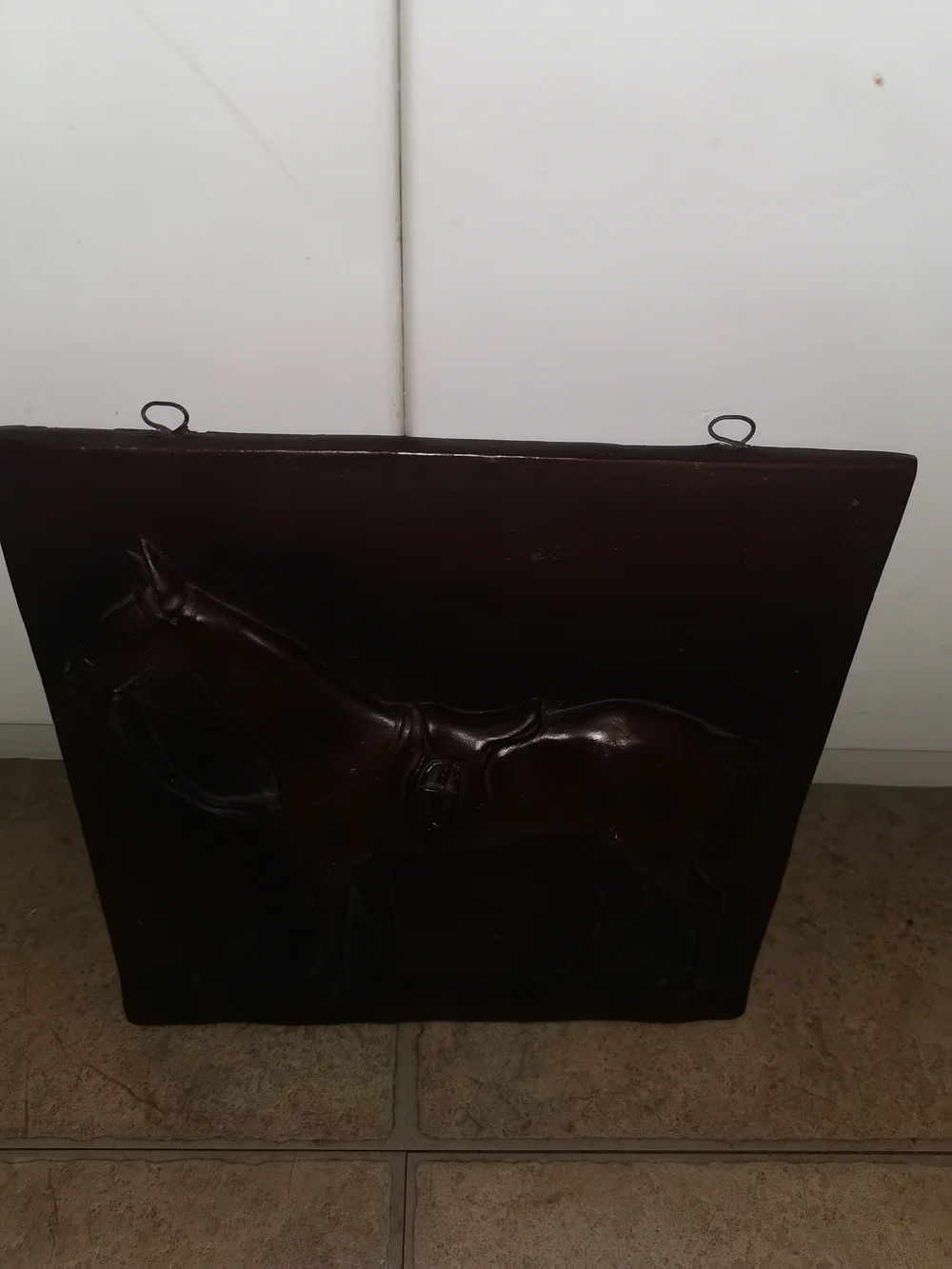 Vintage Embossed Wall Plaque Horse Brown Tone 10
